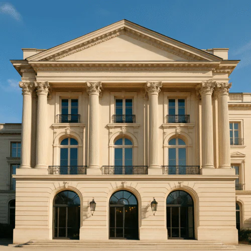 Façade élégante d’un lieu d’événement