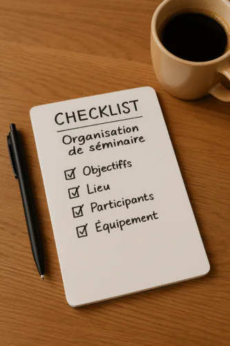 Checklist d’organisation de séminaire sur bureau