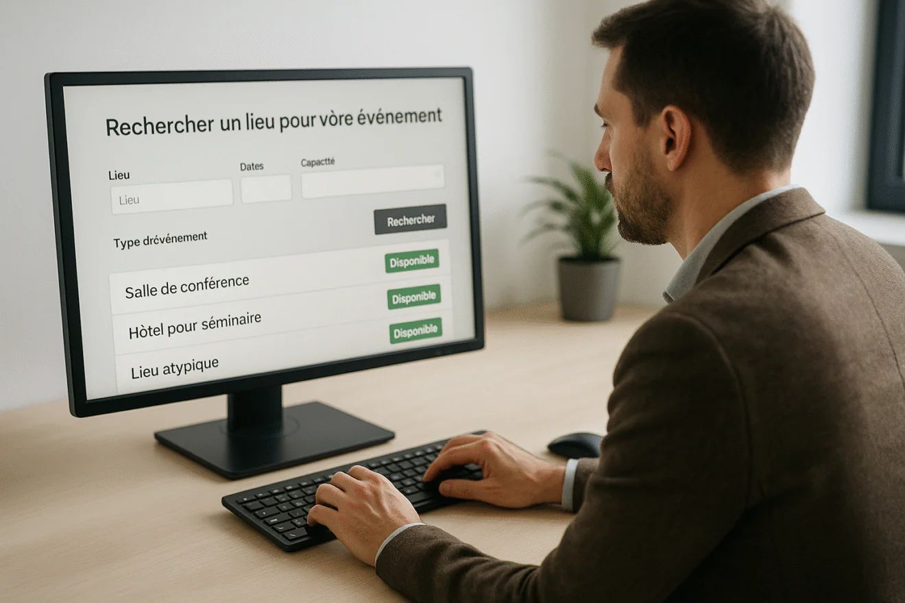 Recherche en ligne de lieux événementiels sur un ordinateur portable