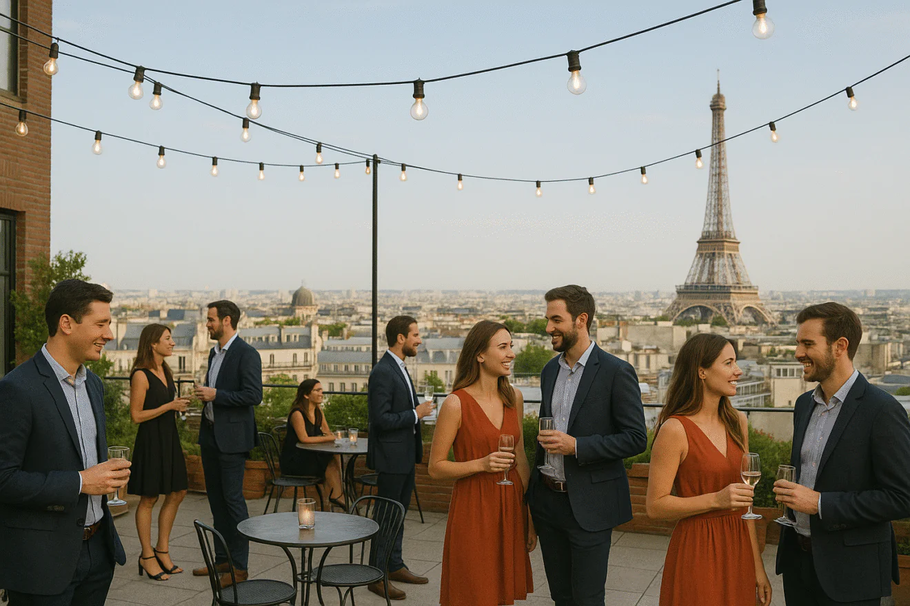 Rooftop Soirée avec Vue sur la Tour Eiffel