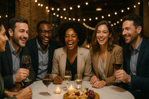 Soiree conviviale sous les guirlandes