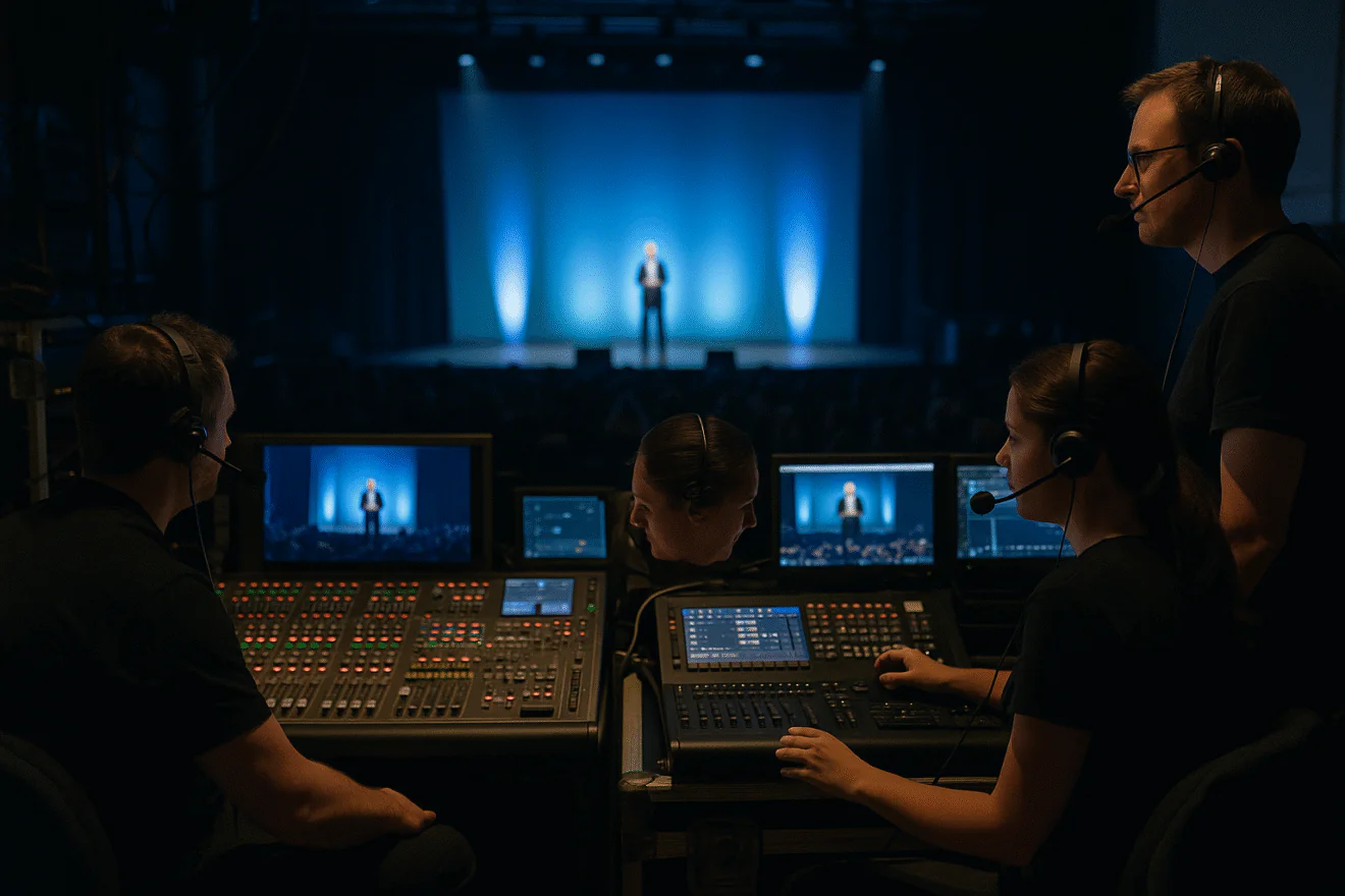 Techniciens en coulisses pendant levenement