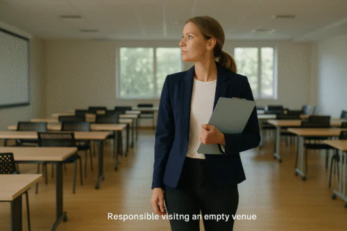 Visite professionnelle dans une salle vide