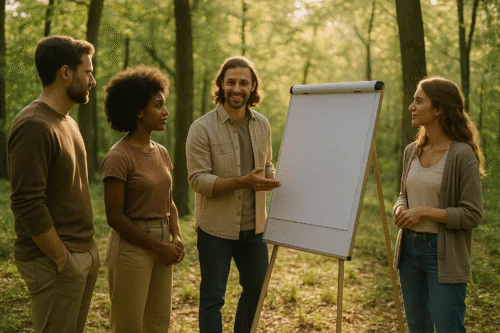 Atelier en plein air dans la foret