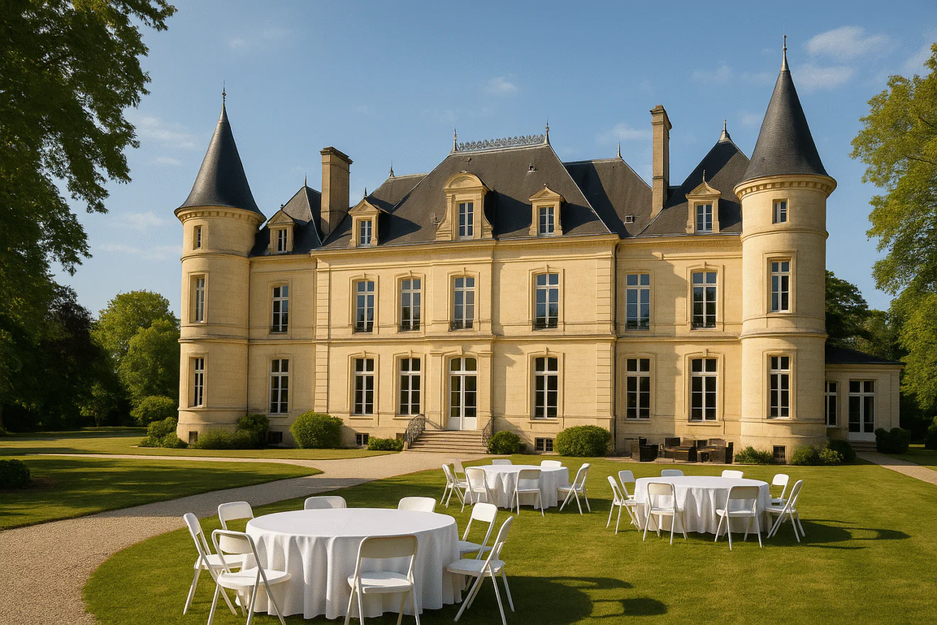 Chateau elegant sous un ciel bleu