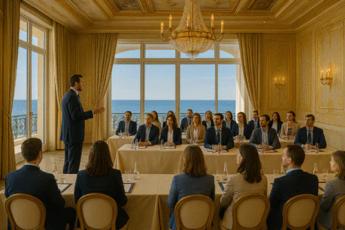 Conference professionnelle dans un grand salon