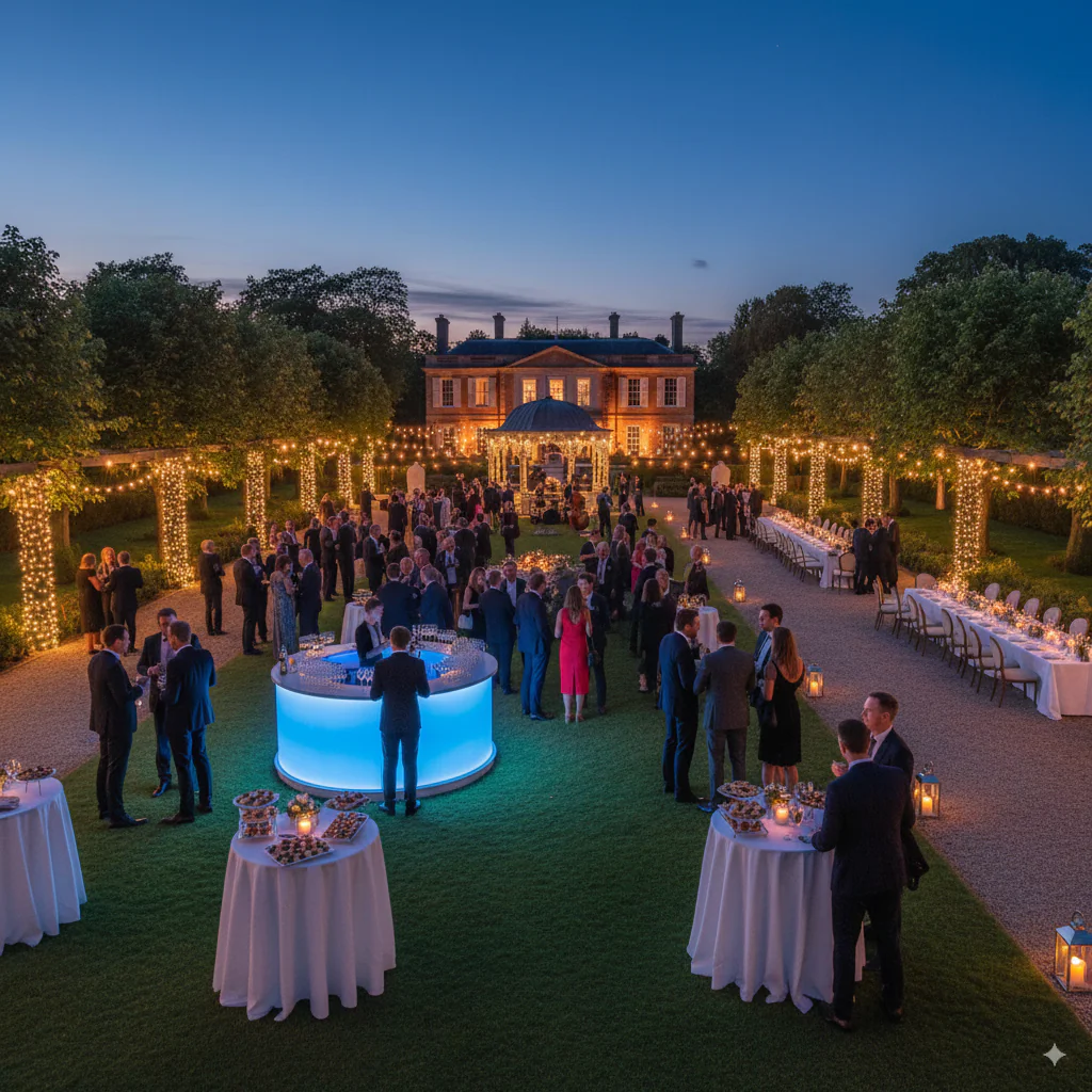 Cocktail d’entreprise dans un jardin