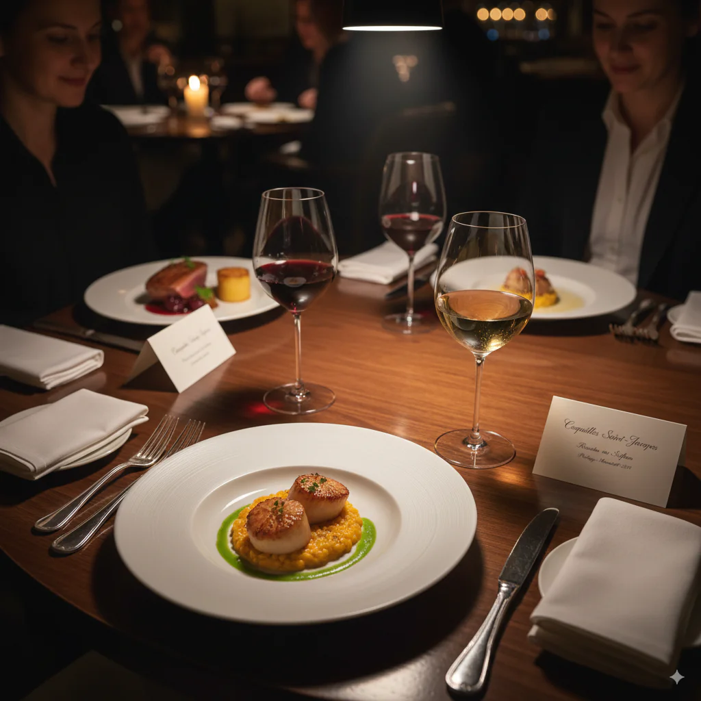 Dîner gastronomique avec accords mets-vins