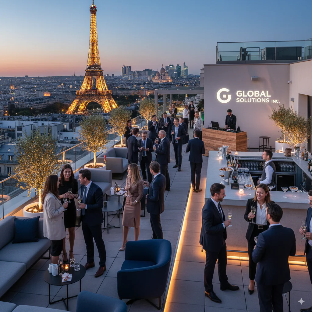 Soirée d’entreprise sur un rooftop parisien