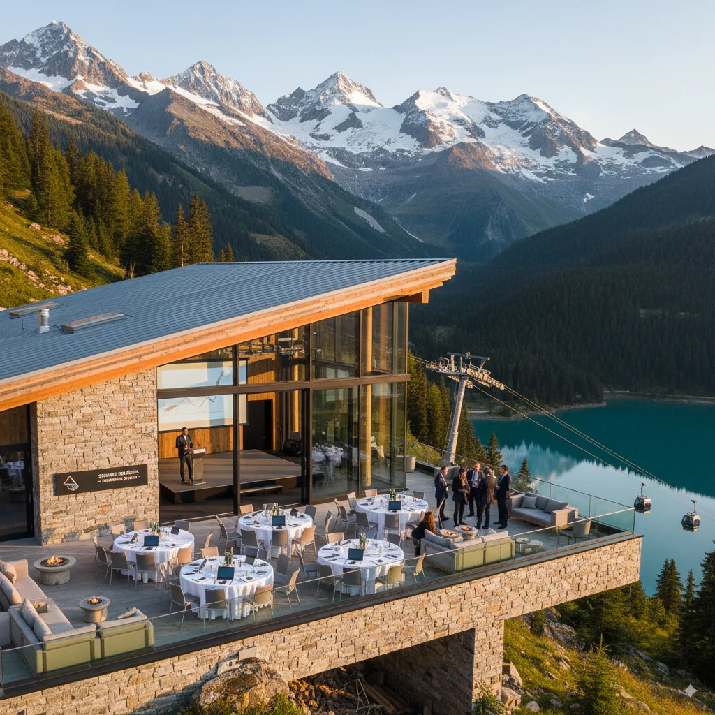 Professionnels en montagne, lac turquoise