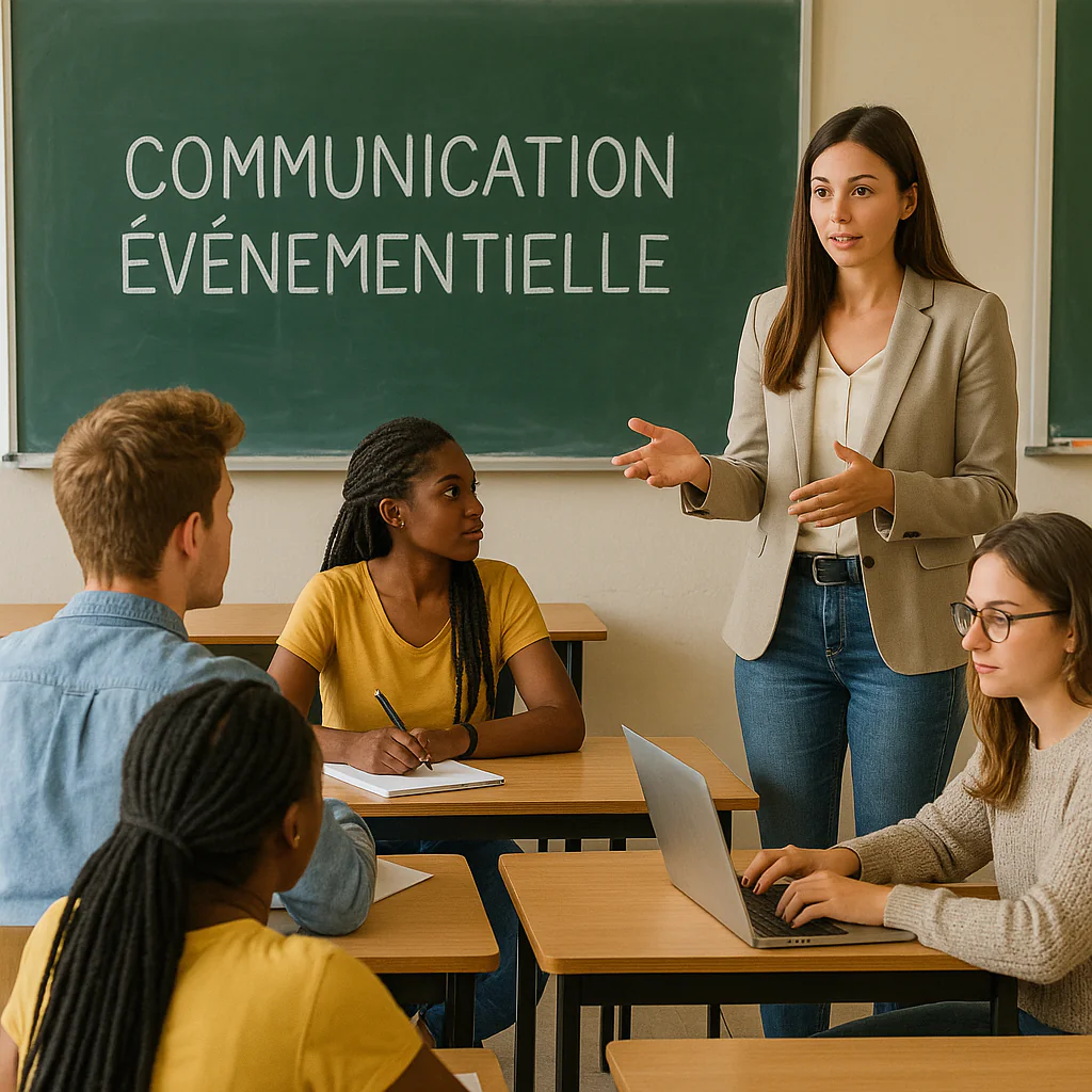 étudiants en salle de classe qui apprennent la communication événementielle