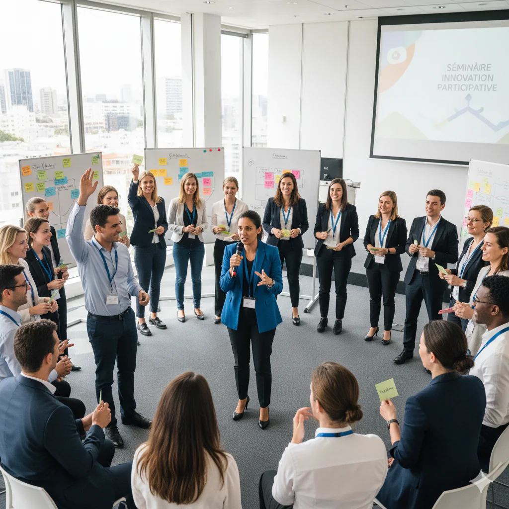 participants qui prennent la parole lors d'un séminaire