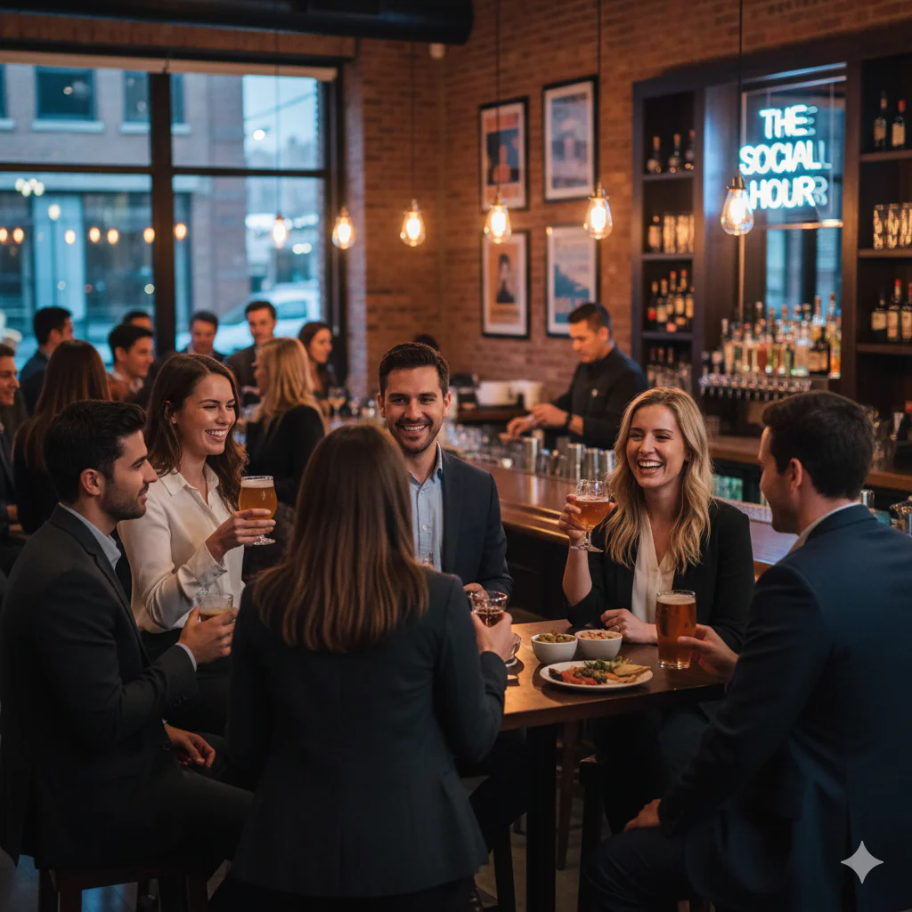 afterwork entre collègues dans un bar