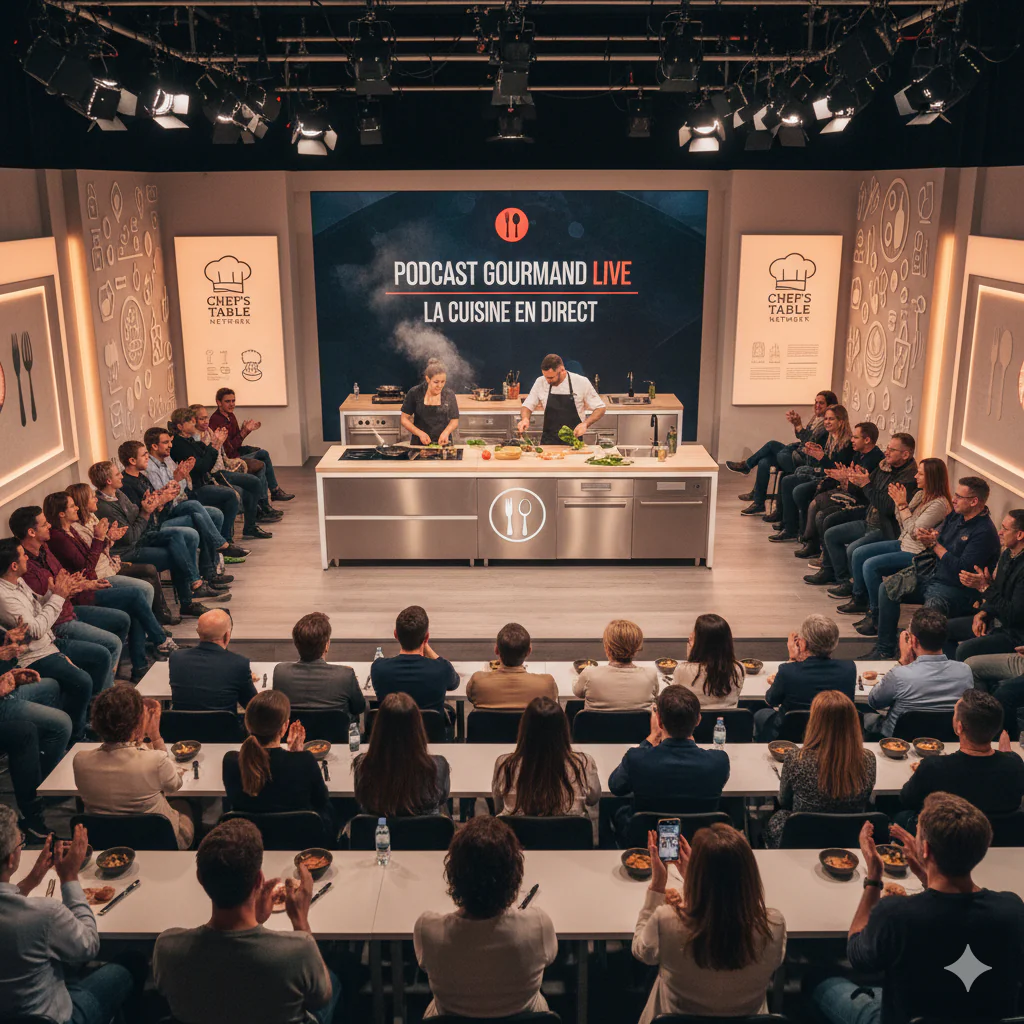 podcast live avec démonstration culinaire pour les spectateurs