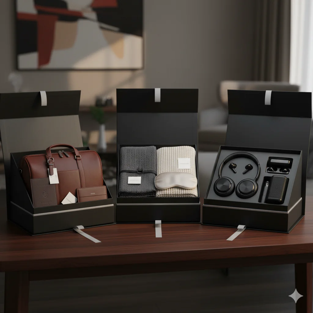 coffrets cadeau bagagerie, textile de haute qualité et produits audio