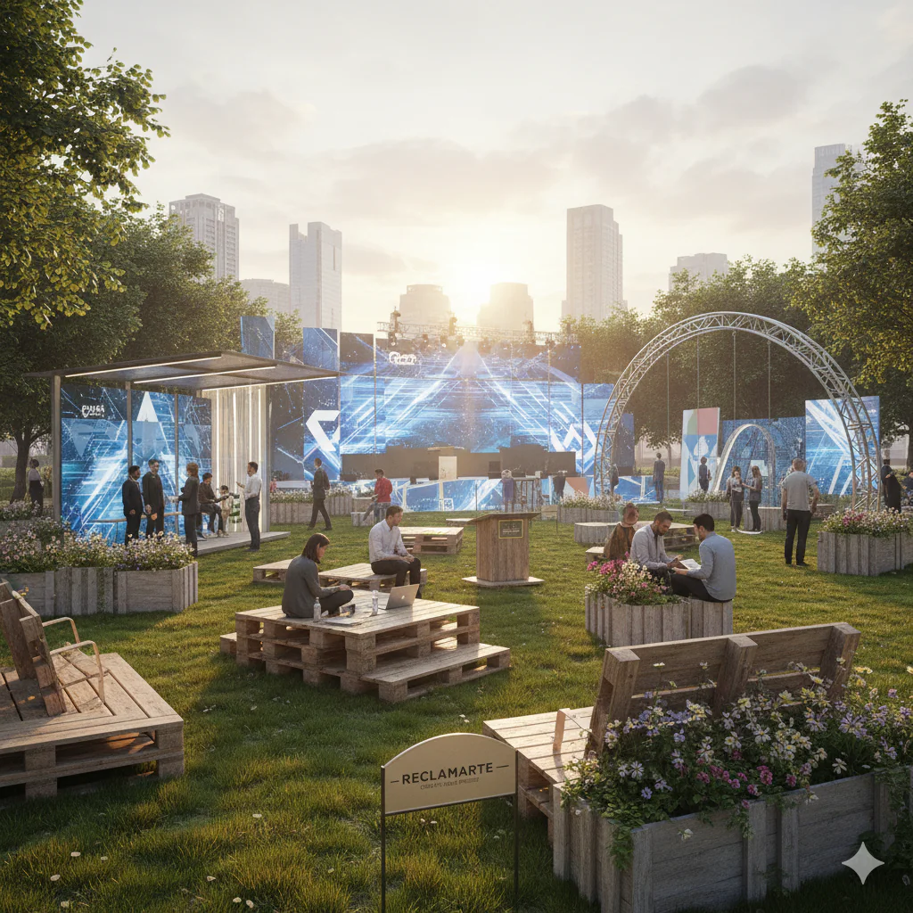 décors événementiels transformés en mobilier urbain