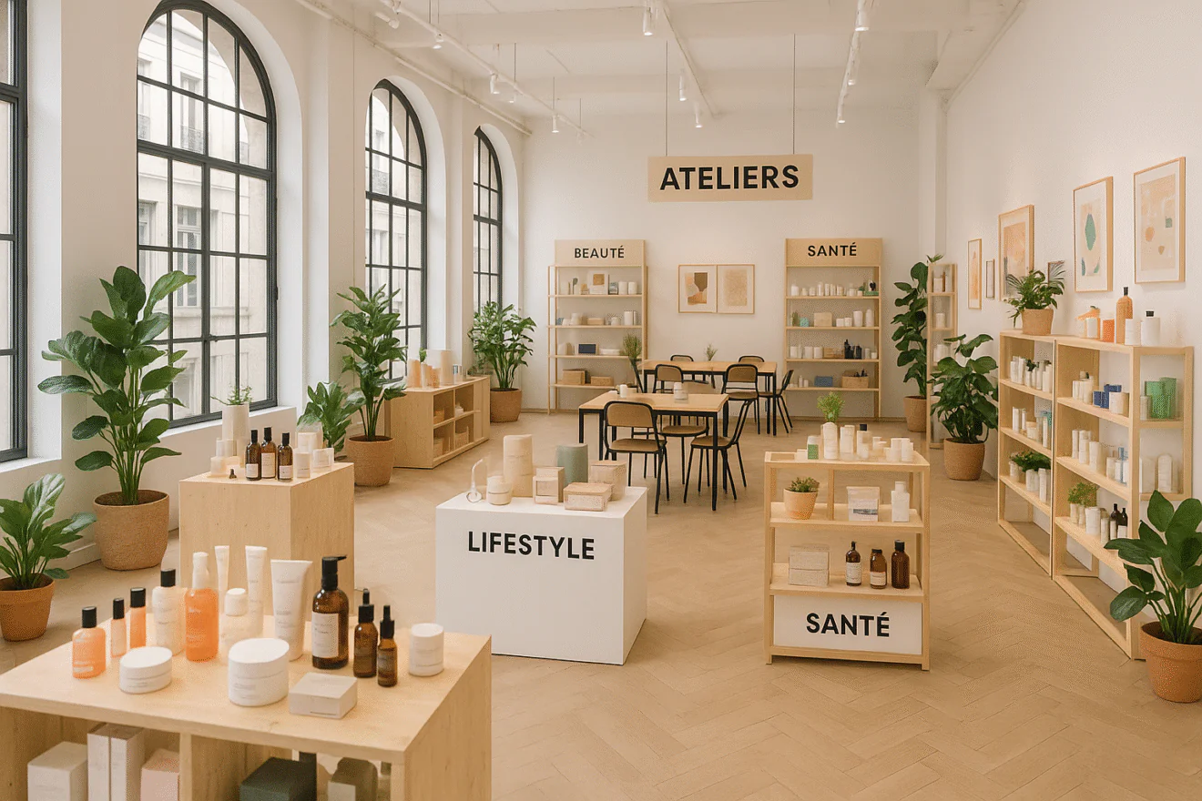 pop-up de marques de beauté, bien-être, lifestyle et santé avec des ateliers