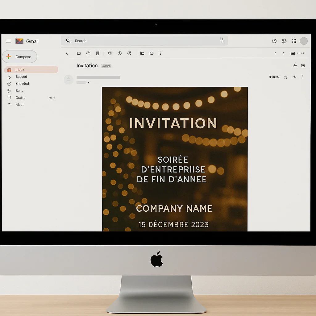 invitation à une soirée d'entreprise de fin d'année par email