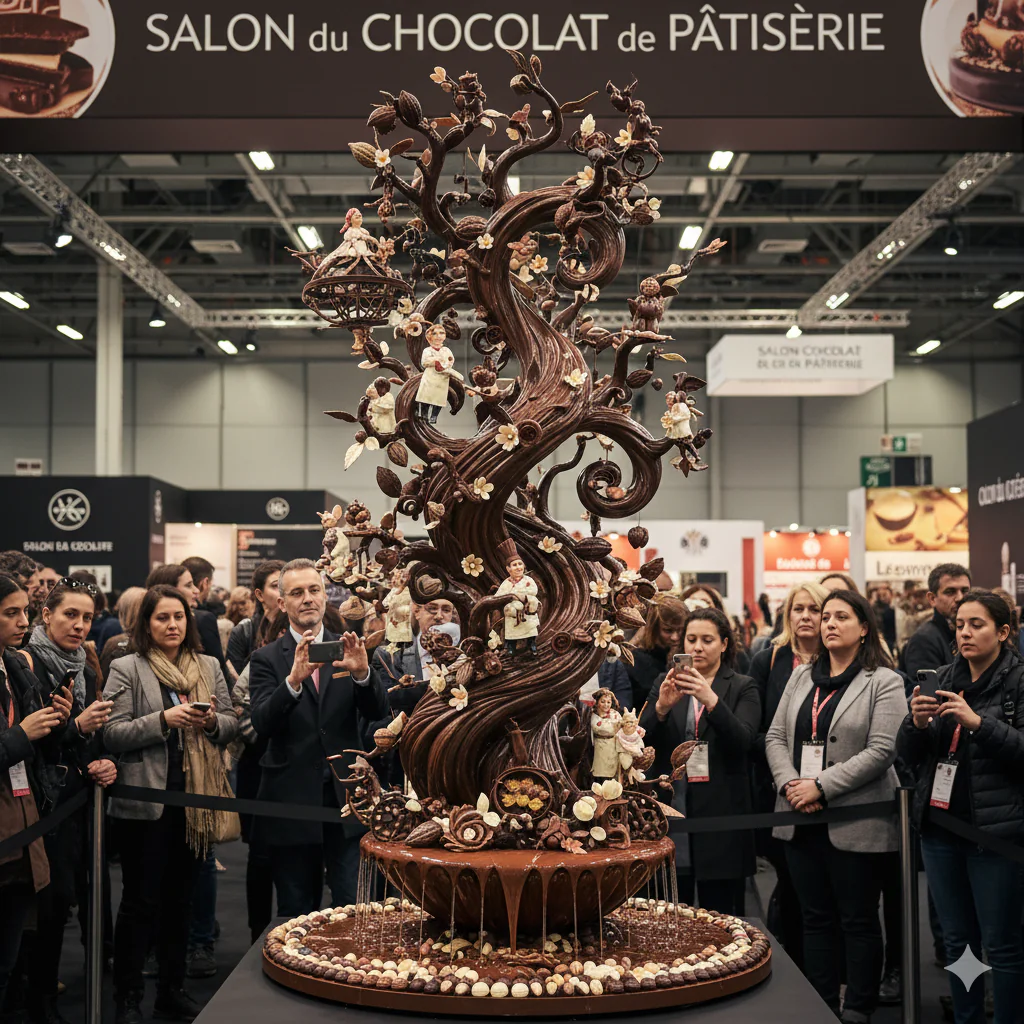sculpture en chocolat au salon du chocolat 2025