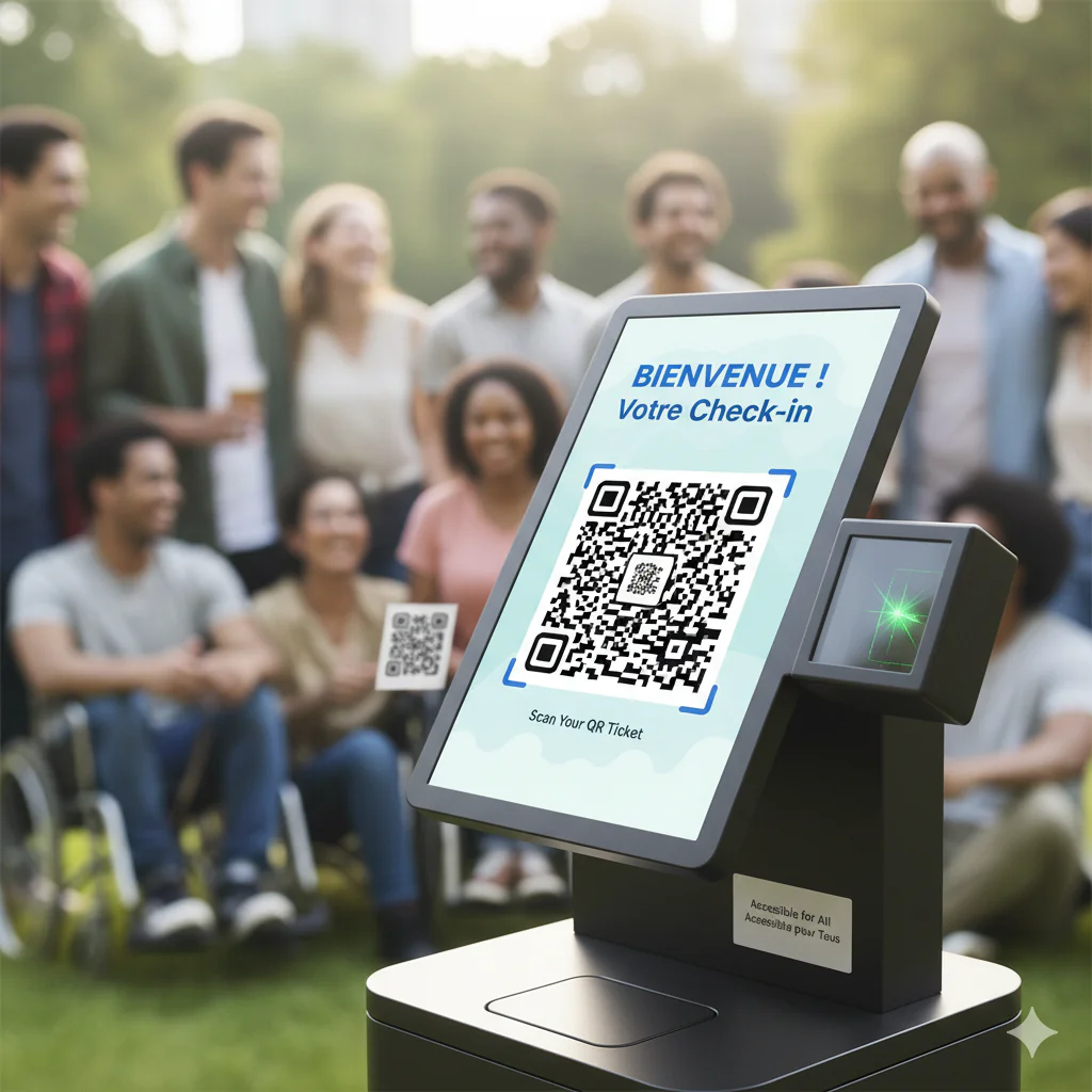 point de contrôle d'événement accessible avec des codes QR lisibles