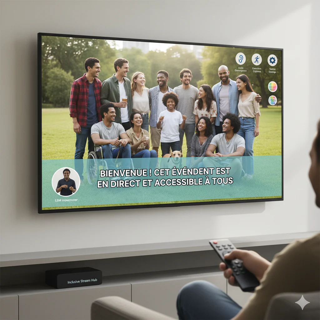 événement en streaming avec des sous-titres et une interface inclusive