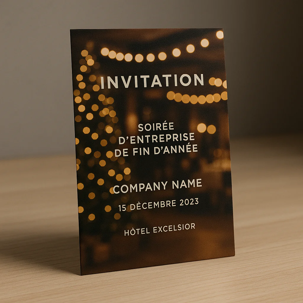 billet d'invitation papier à une soirée d'entreprise de fin d'année