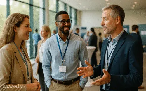 Conversation en entreprise dans une salle lumineuse